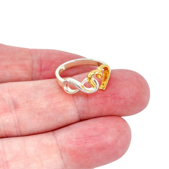 Vintage Sterling Silver 925 Gold Tone Infinity Heart Love Promise 