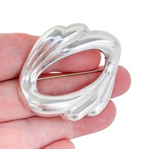 Vintage Mexico Modernist Brooch | Sterling Silver 925 Abstract Swirl Pin 6cm
