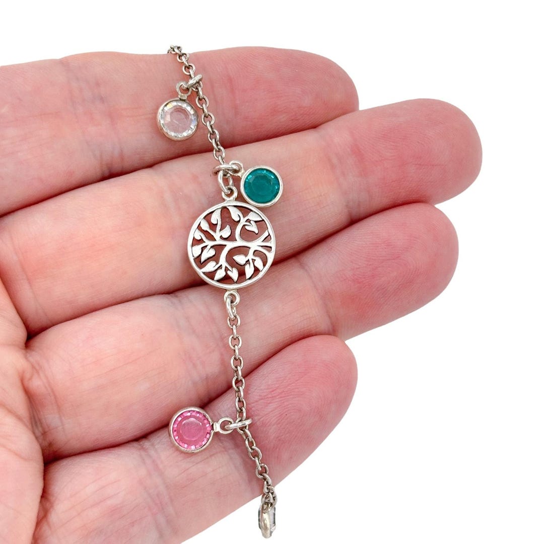 Vintage Sterling Silver 925 Tree of Life Cut-out Crystal Bracelet 7" - Etsy