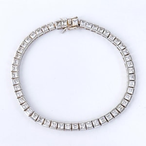 Vintage Ross Simons Sterling Silver 925 Cubic Zirconia Tennis Bracelet | 7.5 Inch Sparkling Classic