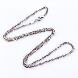 Vintage Sterling Silver Twisted Chain Necklace: Dainty Spiral Link
