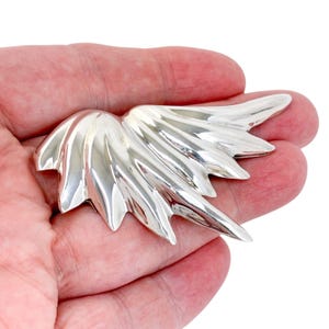 Vintage Mexico Abstract Wing Brooch | Sterling Silver 925 Bold Sculptural Pin 7.5cm