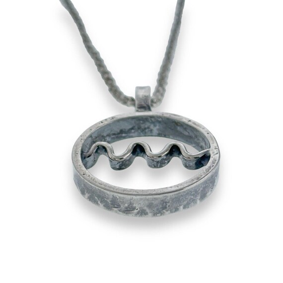Circle Open Space Wave Pendant ONLY | Sterling Si… - image 3