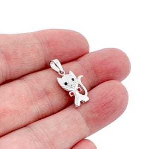 Vintage Sterling Silver Cat Pendant | JEZ Thailand | Crystal Eye Kitty Charm | Whimsical Cat Jewelry | 925 Silver Pendant | Cat Lover Gift