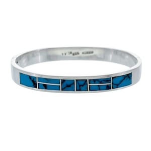 Vintage Dyed Howlite Bangle | Taxco Mexico TM-39 | Sterling Silver 925 | Inlay Bracelet | 7&quot; Size