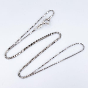 Italian Sterling Silver Box Chain Necklace | 925 Italy | 18&quot; Square Link Layering Chain | Dainty Minimalist Jewelry