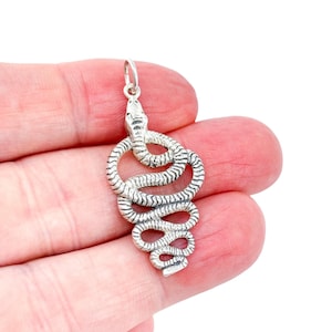 Vintage Sterling Silber 925 Coiled Snake Anhänger | Schlangen Charm