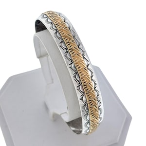 Vintage USA Robert Johnson Sterling Silver 925 12K GF Navajo Cuff Bracelet 6.5”