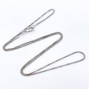 Italian Sterling Silver Box Chain Necklace | 925 Italy | 18.5&quot; Square Link Layering Chain | Dainty Minimalist Jewelry