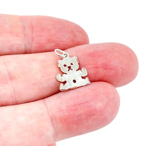 Vintage Sterling Silver Teddy Bear Charm Pendant | 925 Cutout Bear Jewelry | Sweet Nostalgic Gift for Bracelet or Necklace