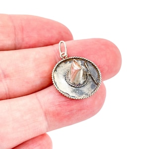 Vintage Sterling Silver 925 Sombrero Charm Pendant | 3D Mexican Hat Miniature