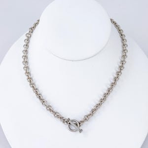 Sterling Silver Mariner Link Choker: Chunky Toggle Clasp Necklace