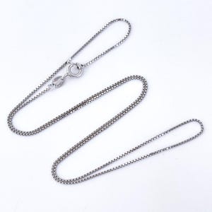 Vintage Italy Sterling Silver 925 Box Chain Necklace | 0.8mm Slim Chain | 18 Inch Minimalist Classic