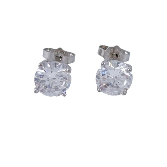 Vintage Sterling Silver 925 Cubic Zirconia Stud Earrings View 2