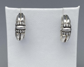 Vintage Premier Designs Sterling Silver 925 Ornate Antiqued Hoop Earrings | 2.5cm x 2cm