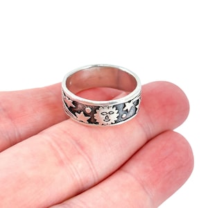 Celestial Ring Size 10.75 | Vintage Sterling Silver 925 Sun Stars Band | Cosmic Statement Jewelry