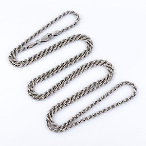 Collana vintage in argento sterling italiano con catena a corda - 30,5&quot; di lunghezza
