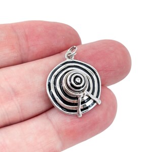 Vintage Sterling Silver 925 Striped Sun Hat Pendant | Dainty Summer Charm