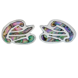 Southwest Taxco Abalone Earrings | Vintage Mexico Sterling Silver 925 Screw Back Inlay