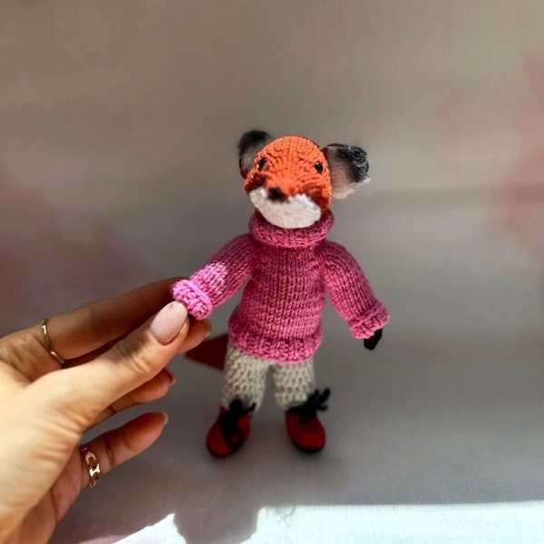 Crochet fox, Fox with Sweater, Gift for Kids, Birthday gift, Toys for Kids, Christmas gift, Sweater to fit fox, natural toys for kids