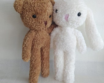 Handmade Crochet Teddy Bear & Bunny: Organic Cotton Amigurumi