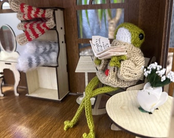 Crochet Frog Doll: Handmade Amigurumi with Sweater, Organic Cotton ,knitted frog
