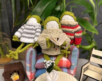 Handmade Crochet Frog Doll: Organic Cotton Knit Froggie with Sweater