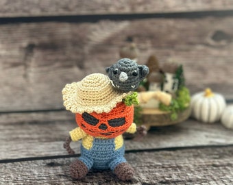 Crochet Pumpkin Scarecrow Doll: Handmade Halloween Amigurumi