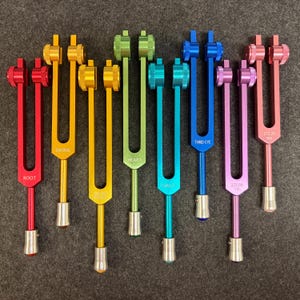 8pcs Chakra Tuning Fork Set: Weighted Aluminum with Mallet & Bags