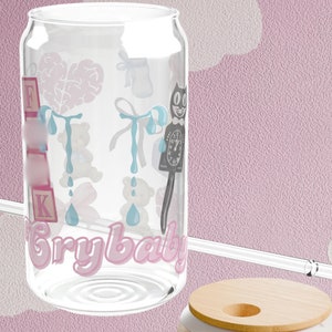 Building Blocks Crybaby Cup, Coquette Pastel Goth Tumbler Cup, Pity Party Crybaby Aesthetic, Sad Girls Club, Y2k Kawaii Cute Drink Cup