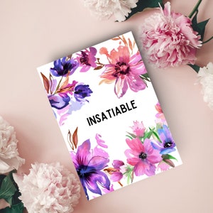 Biglietto floreale romantico 'Insaziabile' (1, 10, 30 pezzi) / Regalo di anniversario, Regalo solo perché, Regalo per lei, Regalo per lui, Colorato
