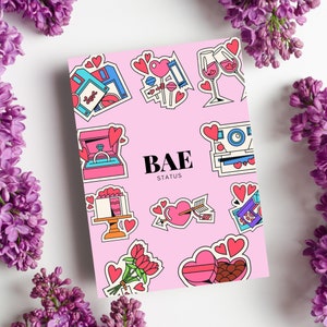 Carta romantica "Bae Status" (10 e 30 pezzi) / Carta "Just Because", carta divertente, regalo per lei, regalo per fidanzato marito, illustrazioni colorate
