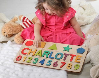 Personalized Puzzle Name Board, Toy Gifts for Baby Girls, Custom Name Puzzle for Toddlers, Custom Wooden Baby Keepsake, Baby Shower Gift