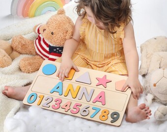 Christmas Puzzle Gift, Wooden Name Puzzle, Christmas Gift for Kids, Name Puzzles for Toddlers, Montessori, First Birthday, Baby Shower Gifts