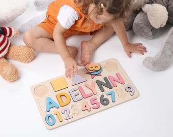 Wooden Name Puzzle, Christmas Gift for Kids, Name Puzzles for Toddlers, Montessori, First Birthday, Baby Shower Gift, Custom Name Puzzle