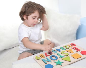 Wooden Puzzle with Two Names | Easter Gifts | Personalized Gift for Kid | Learning Toy | Wood Toy | First Birthday Gift | Woodland Nursery