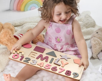 Christmas Gifts for Toddlers | Wooden Name Puzzle | Name Puzzles for Christmas | Montessori | First Birthday | Christmas Puzzle