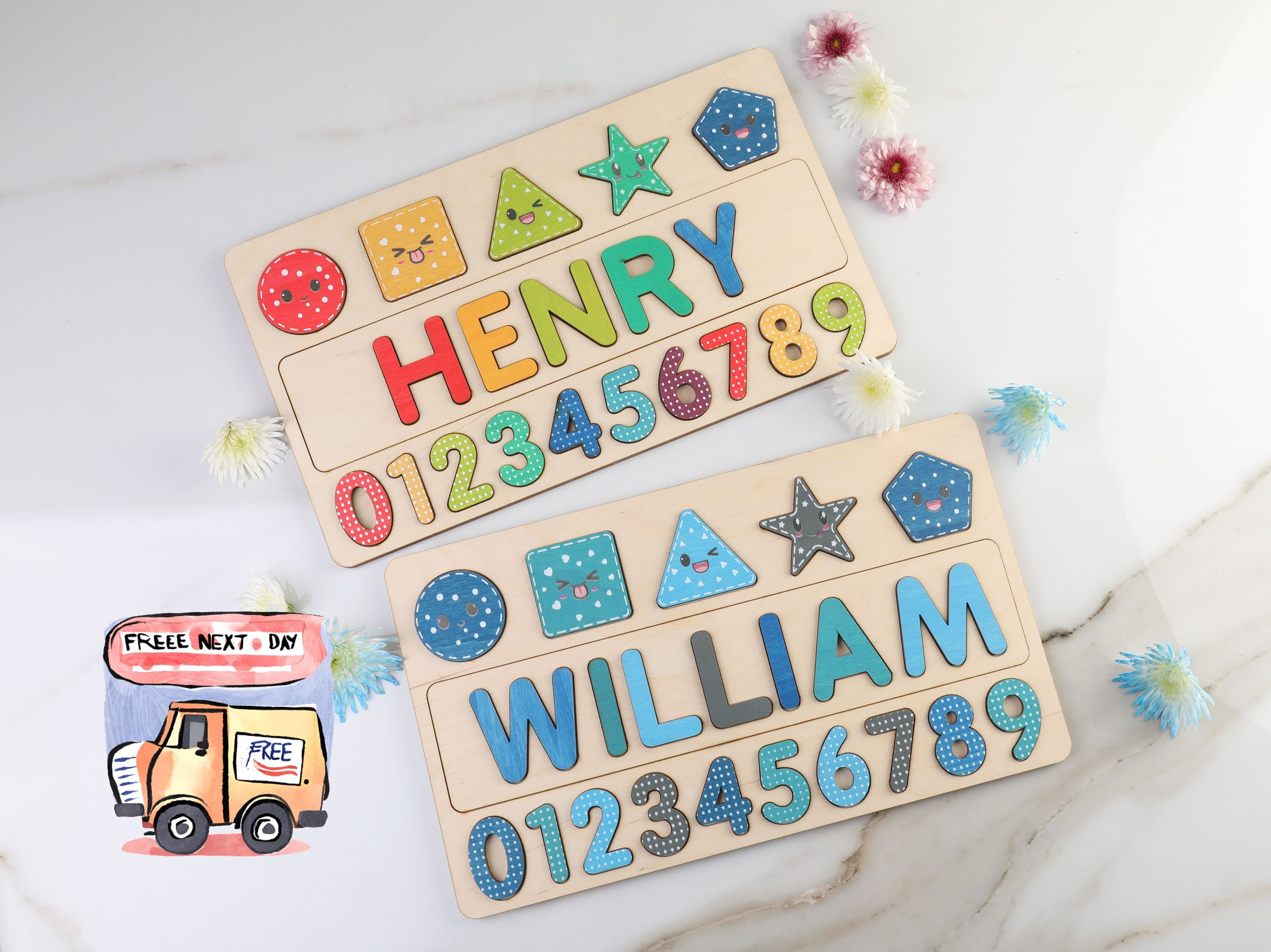 Custom Name Puzzle With Shapes, Personalized Baby Gift for 1st Birthday ...