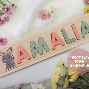 Personalized Easter Wooden Name Puzzle for Baby and Toddlers