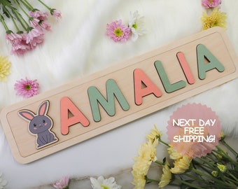 Personalized Easter Wooden Name Puzzle for Baby and Toddlers