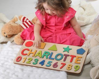 Wooden Name Puzzle | Easter Gift for Kids | Name Puzzles for Toddlers | Montessori | First Birthday | Baby Shower Gift | Custom Name Puzzle