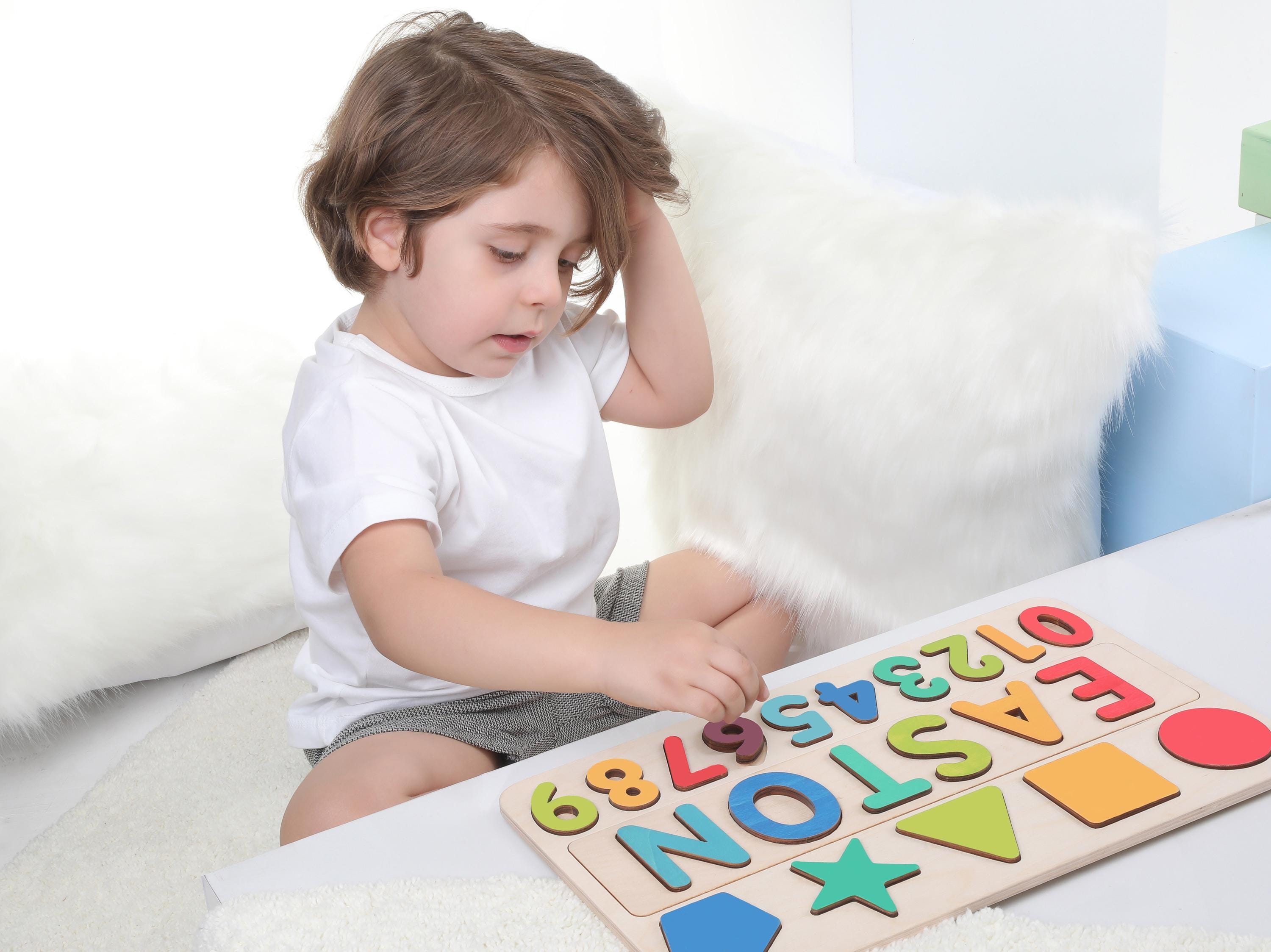 Custom Name Puzzle With Shapes, Personalized Baby Gift for 1st Birthday ...