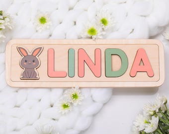 Personalized Easter Gift, Toy Gifts for Baby Girls Baby Boys, Custom Name Puzzle for Toddlers, Custom Wooden Baby Keepsake, Baby Shower Gift