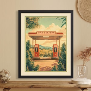 Weed Poster, Tankstelle Cannabis Wandkunst, Lustig 420 Kunstdruck, Heben Sie Ihren Raum mit diesem Marihuana-Dekor im Vintage-Stil, Kiffer Geschenk