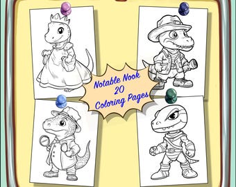 Dinosaur Halloween Costumes and Dress-Up Coloring Pages for a Younger Crowd, Ages 3 to 8. 20 Large, Simple Images to Color -- Tons of Fun!