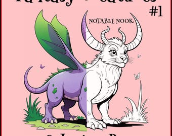 Fantasy Creatures Coloring Pages #1; 10 Unique Fantasy Designs of Magically Blended Animals For All Ages to Enjoy in this Digital Download!