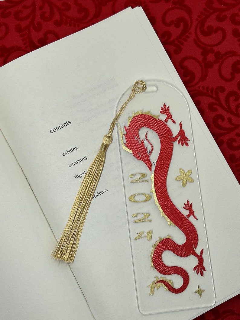 Custom 2024 Year of the Dragon Bookmark 2024 Lunar New Year Bookmark