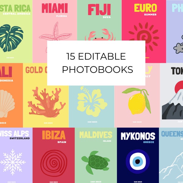 15 Reisefotobuch Vorlagen, Assouline inspiriert, anpassbar, Reisetagebuch