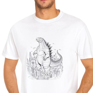 Godzilla T-Shirt, Godzilla Fans Gifts, Monster Print Wear, Dinosaur Lovers, Lizard Print Shirt, Godzilla Shirt, Godzilla Monster Merch