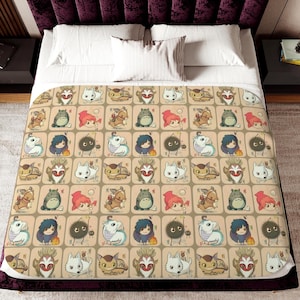 Studio Ghibli Blanket, Sherpa Blanket, Spirited Away Design, Totoro Blanket, Anime Blanket, Studio Ghibli Design, Spirited Away Decor